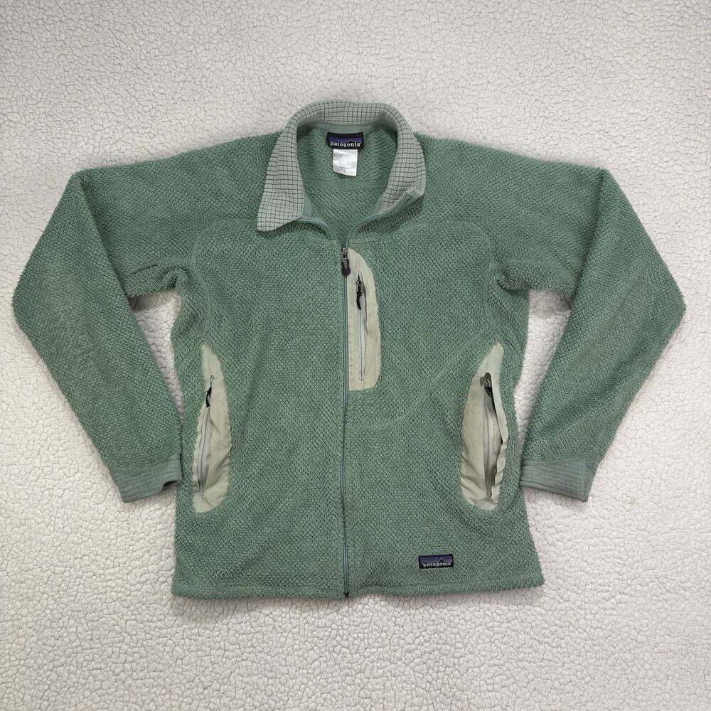 Patagonia Regulator R2 Fleece Jacket Full Zip Polartec Green Womens‎ Large FLAWS
